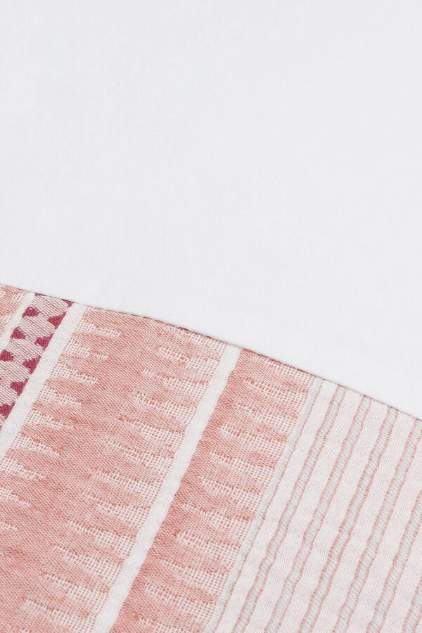 Textura Funda almohada rayas algod&oacute;n percal 45x145cm. coral