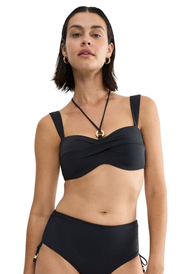 Triumph Top bikini fruncido con relleno y aro negro