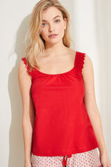 Womensecret Pijama corto tirantes 100% algodón étnico flores rojo