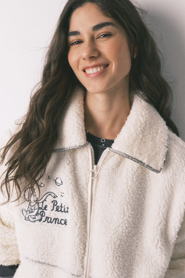 Women'secret Robe curta estampado O Principezinho em sherpa branca branco