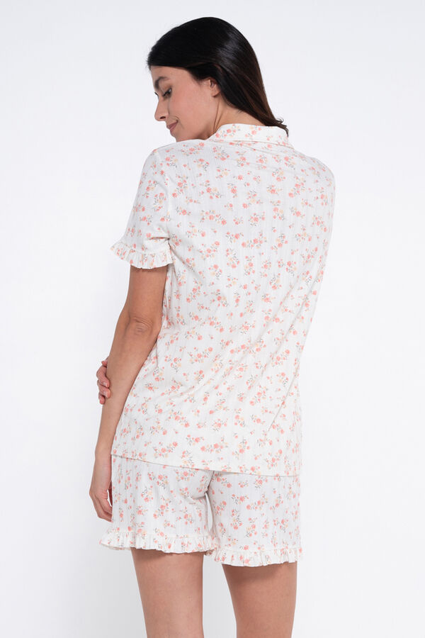 Ohma! Conjunto de pijama canal&eacute; flores premam&aacute; blanco