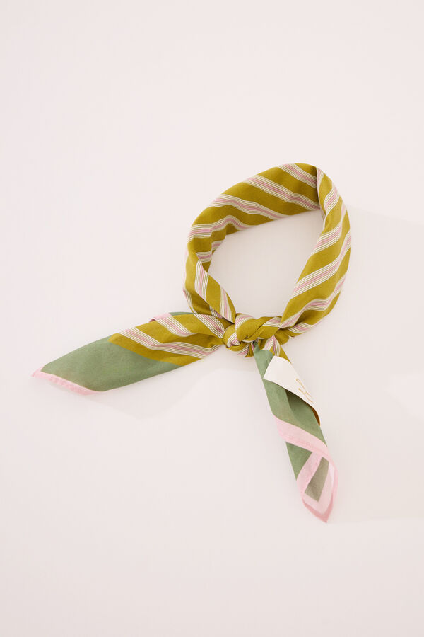 Women'secret Len&ccedil;o riscas verde no gola estampado