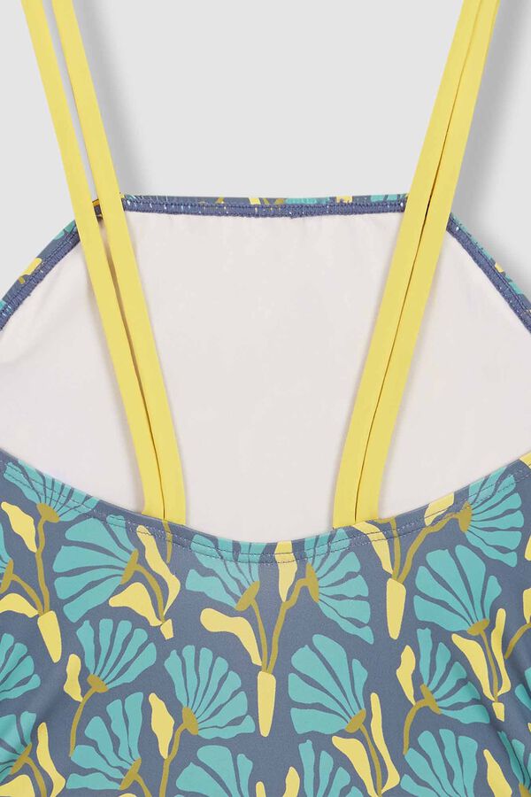 Gocco Maiô floral com contraste azul azul