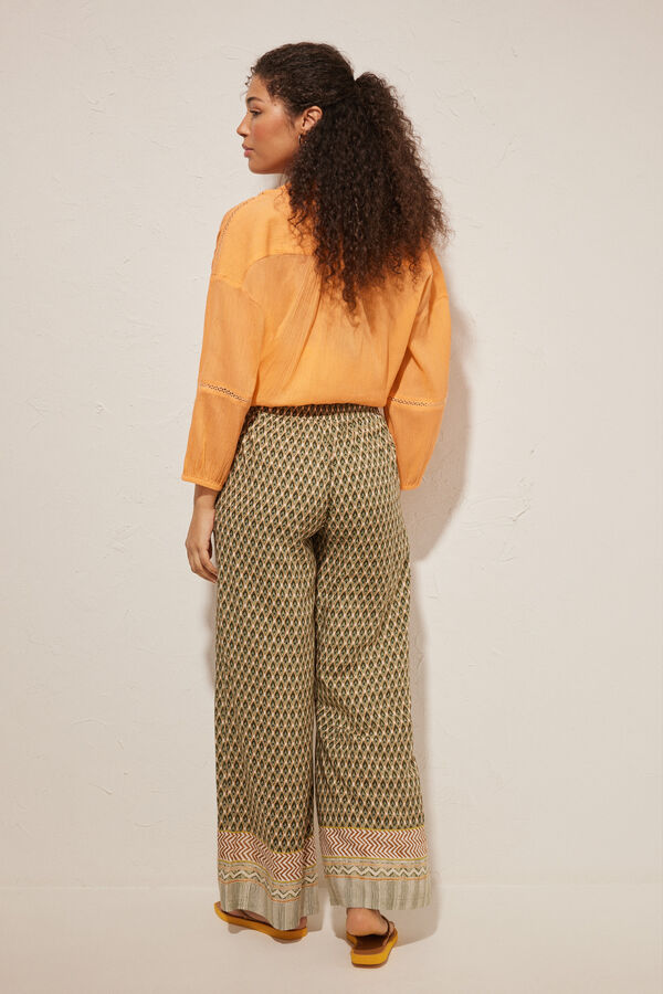 Women'secret Pantal&oacute;n viscosa estampado verde estampado