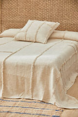 Calma House Colcha de algod&atilde;o com motivo em tufting cru Bagua estampado