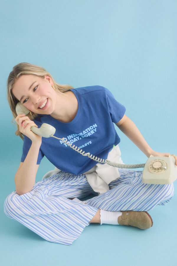 HI&BYE Pijama 100% algodão riscas azul azul