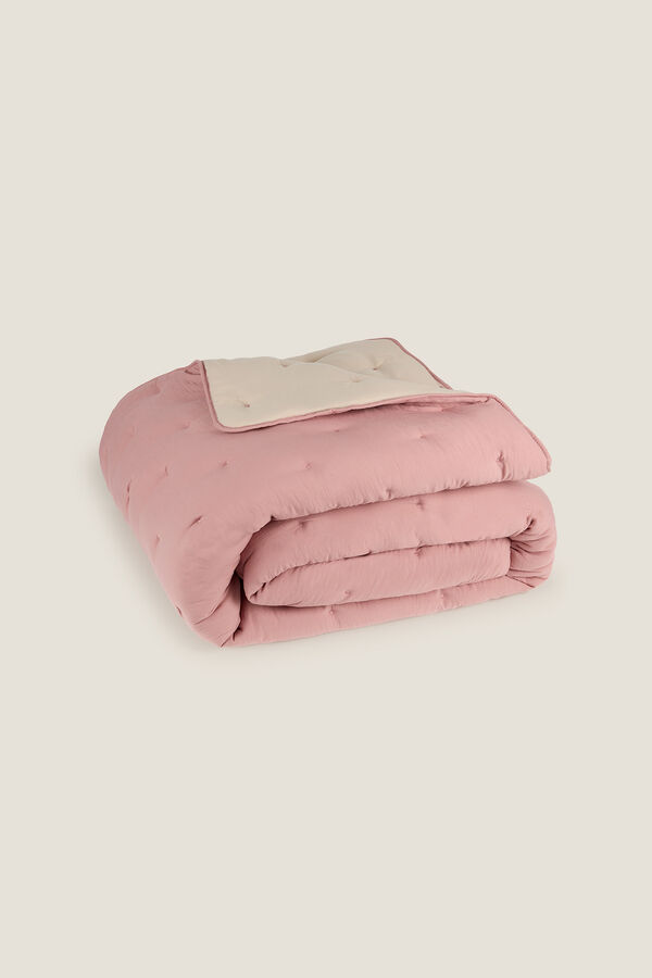 Textura Edred&oacute;n liso reversible puntos rosa