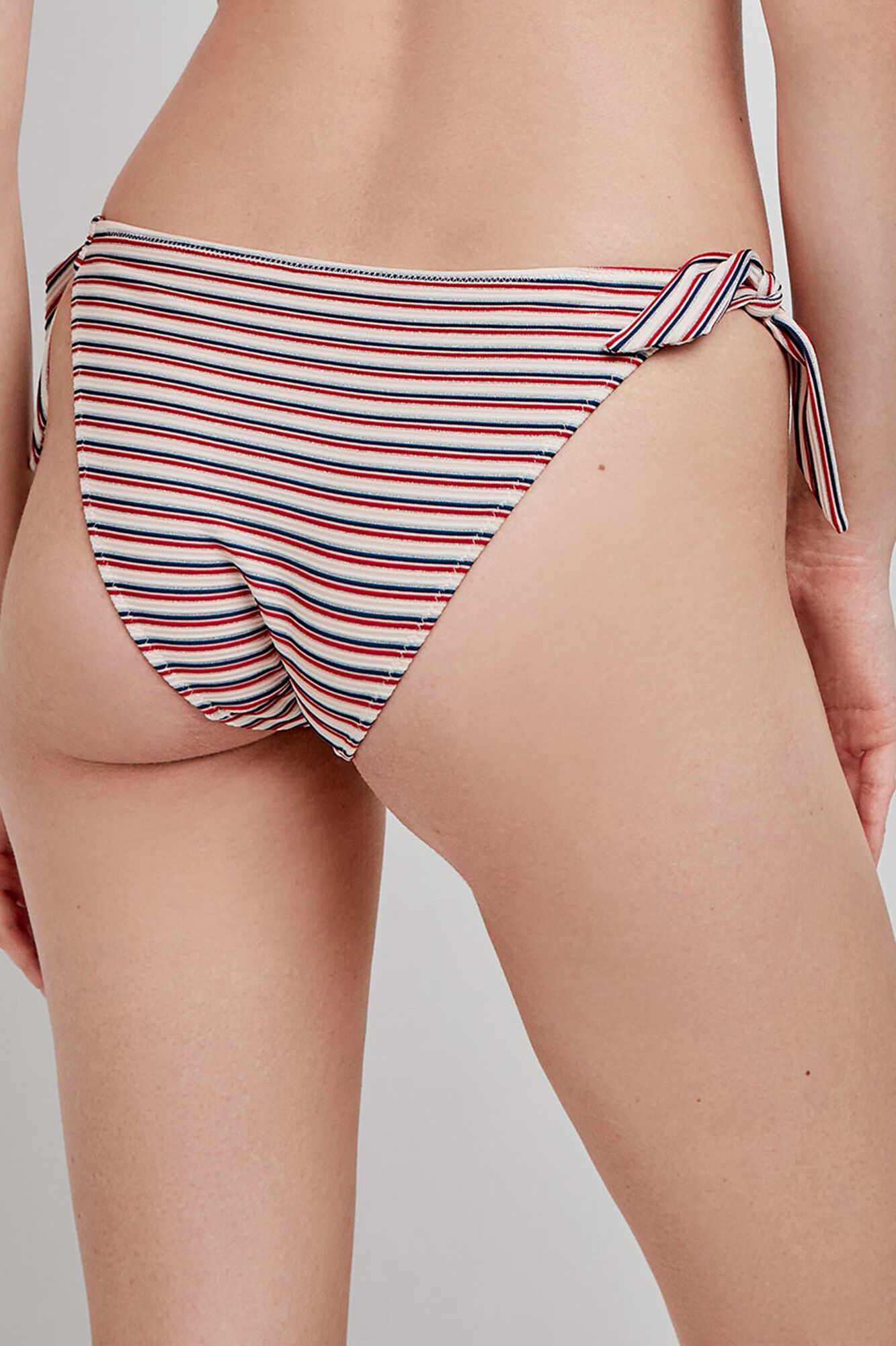 Gisela Cueca de biqu&iacute;ni ajust&aacute;vel com estampado de riscas multicolor