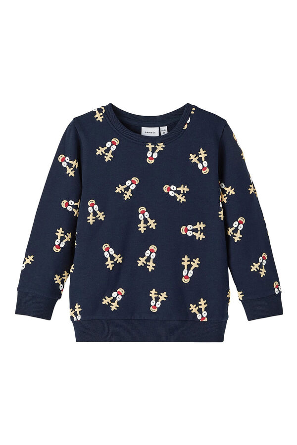 Name it Sweatshirt de mini com impresso natal&iacute;cio azul