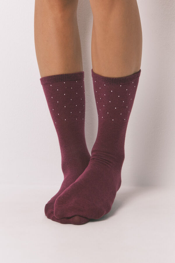 Women'secret Pacote com 3 meias longas de algod&atilde;o com mistura de glitter estampado