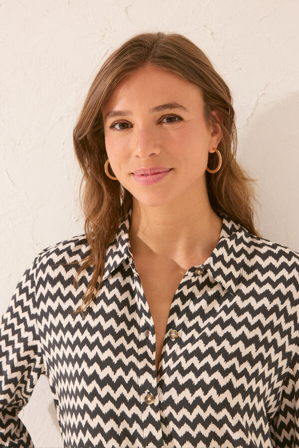 Women'secret Camisola curta com estampado em zigue-zague preto