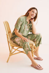 Womensecret Pijama flores verde pantalón Capri estampado