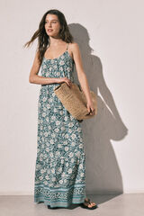 Women'secret Vestido largo tirantes estampado boho verde