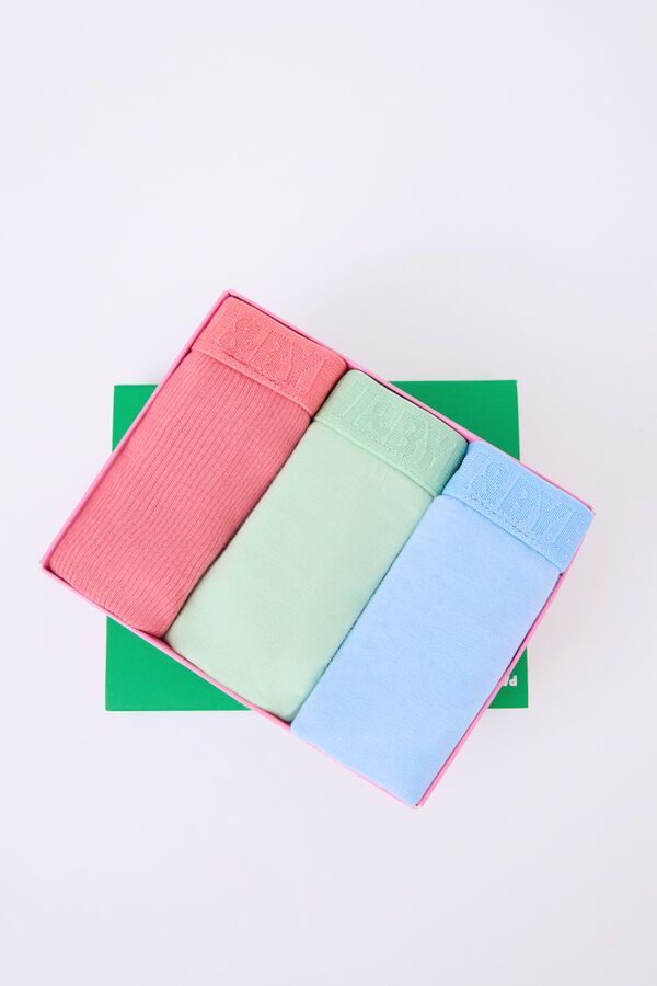 HI&BYE Pacote de 3 cuecas brasileiras azul, rosa, verde branco