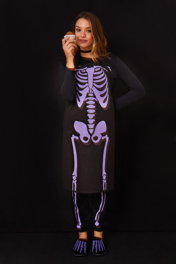 Women'secret Avental cozinha preto esqueleto preto