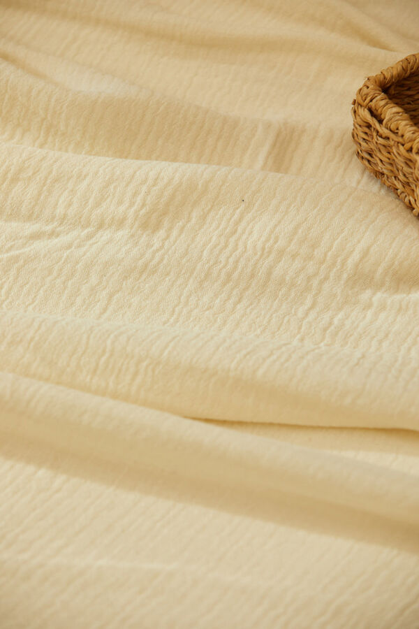 Calma House Colcha de algod&oacute;n de muselina cruda Layer amarillo