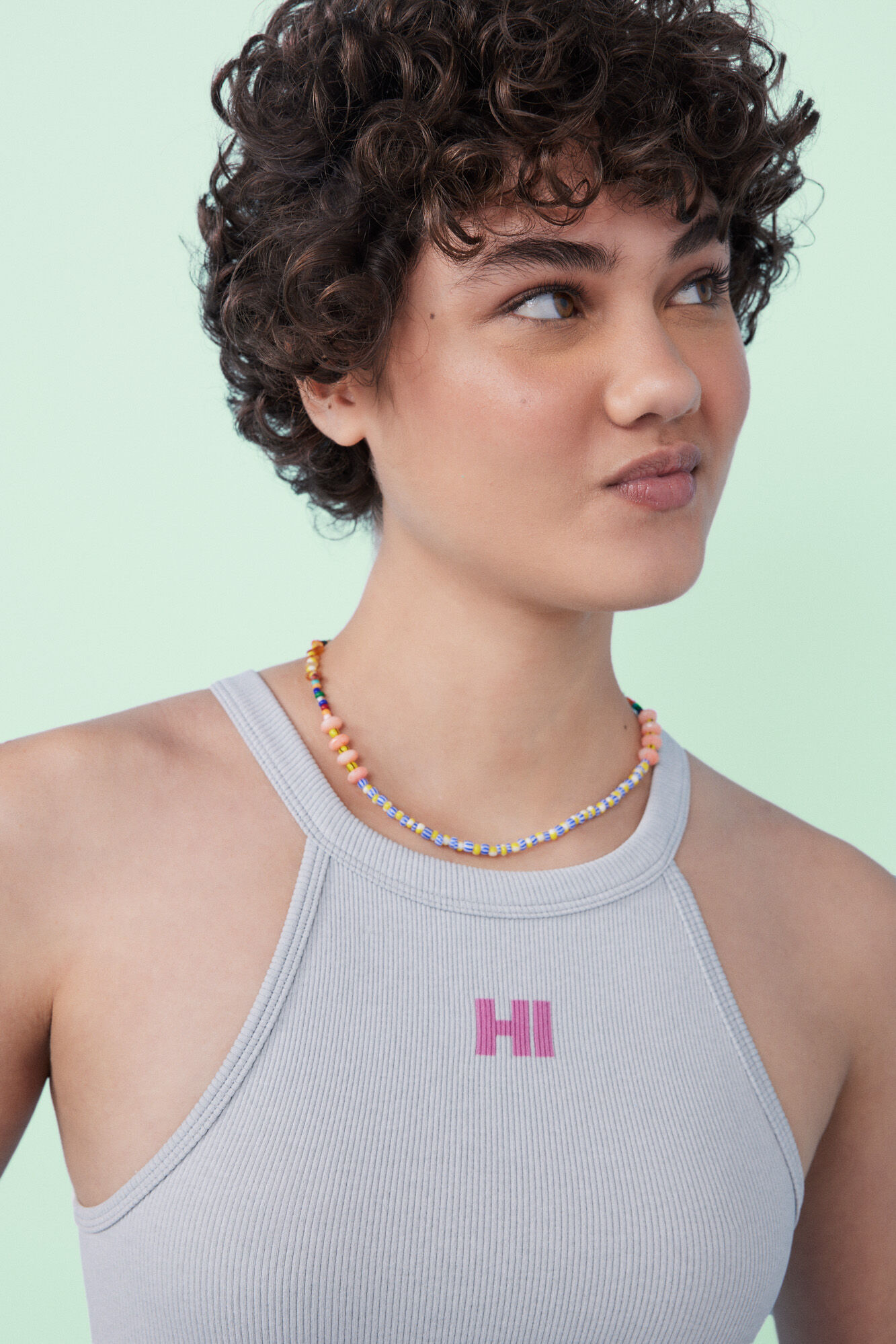 HI&BYE Crop top halter seamless gris