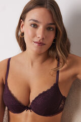 Women'secret GORGEOUS sujetador push up relleno de encaje burdeos morado/lila
