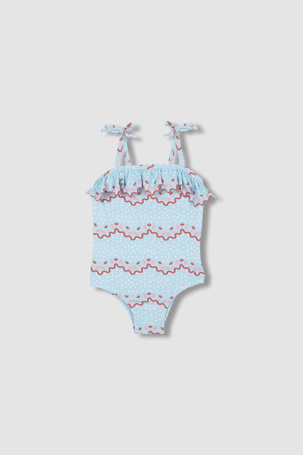 Gocco Fato de banho com estampado de ondas azul-claro azul