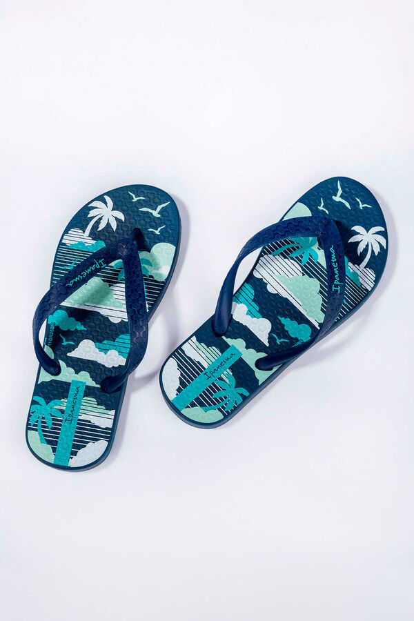 Ipanema Chinelos infantis estampado de ver&atilde;o azul