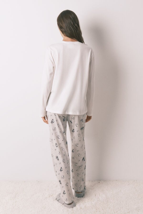 Women'secret Pijama largo 100% algod&oacute;n Snoopy blanco