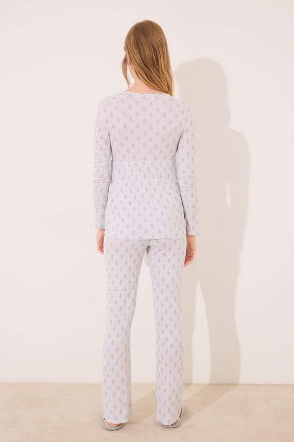 Women'secret Pijama de maternity cinza com soft touch cinzento