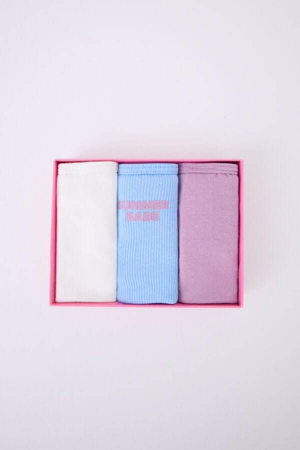 HI&BYE Pack 3 bragas brasile&ntilde;as blanco, azul, lila blanco