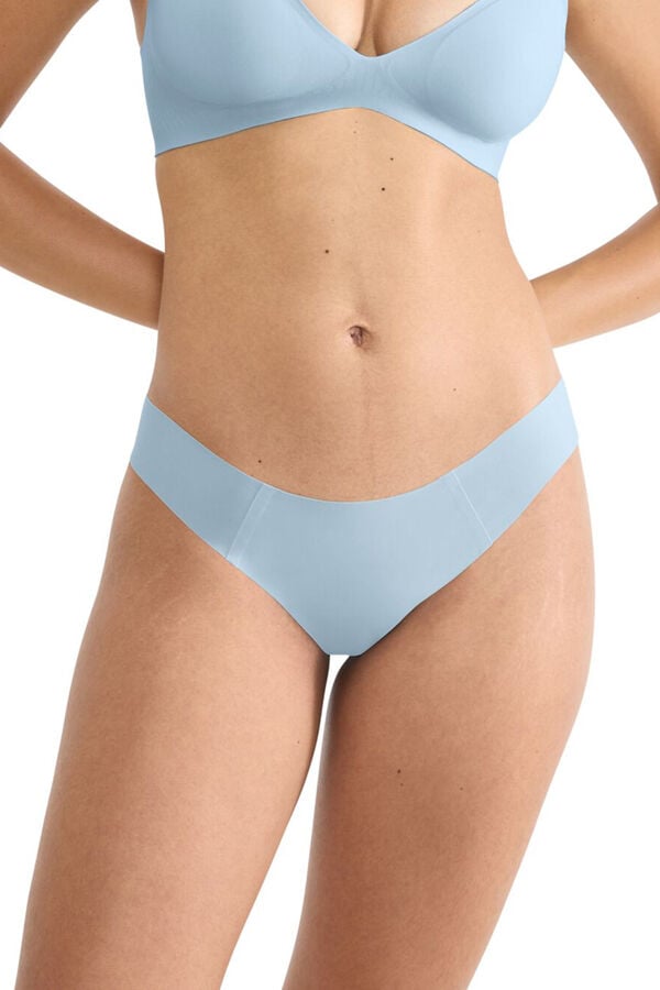 Sloggi Cueca tanga sem costura em microfibra azul