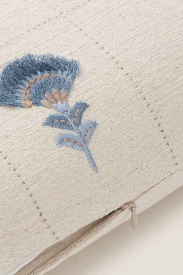 Textura Capa de almofada flor de linho de algod&atilde;o azul