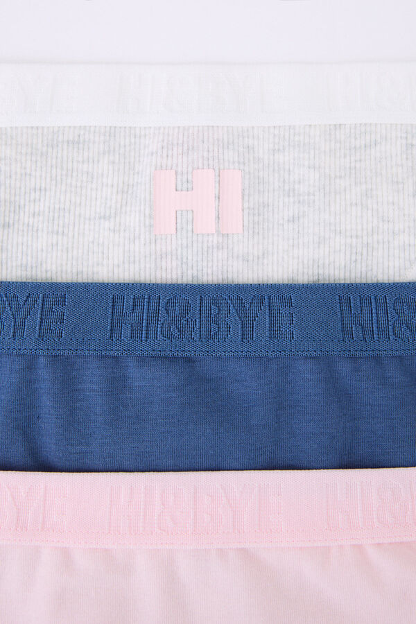 HI&BYE Pack 3 cuecas cl&aacute;ssicas rosa, cinza, azul branco