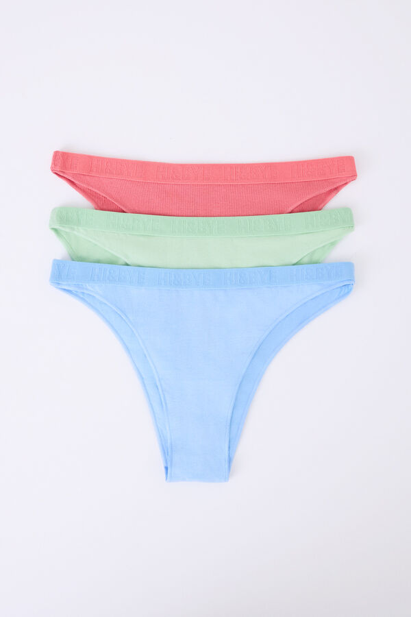 HI&BYE Pacote de 3 cuecas brasileiras azul, rosa, verde branco