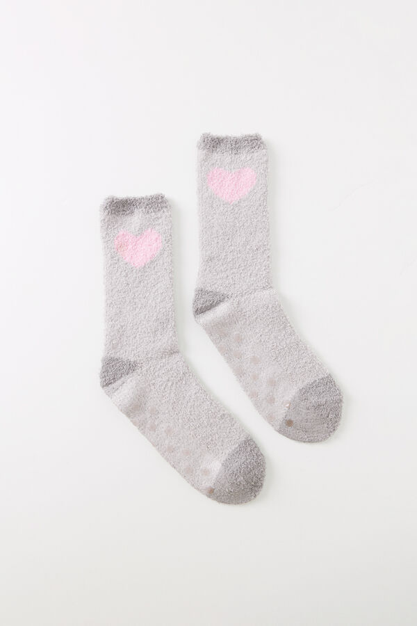 Women'secret Calcetines pelo gris coraz&oacute;n gris