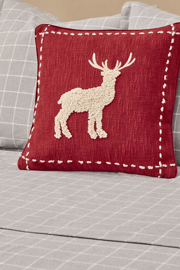 Textura Funda coj&iacute;n algod&oacute;n reno rojo