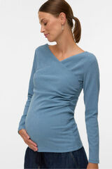 Mamalicious Top manga larga maternity y lactancia  azul