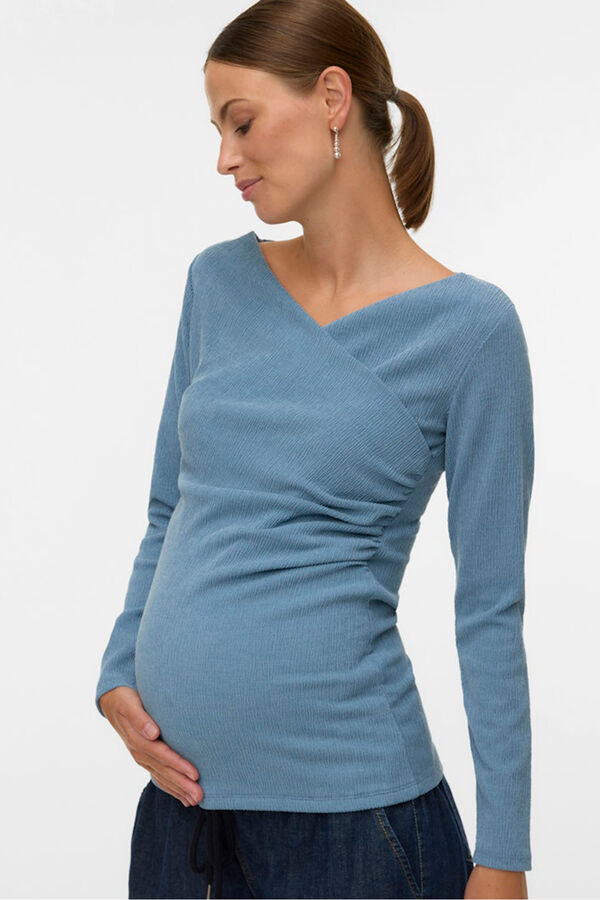 Mamalicious Top manga larga maternity y lactancia  azul