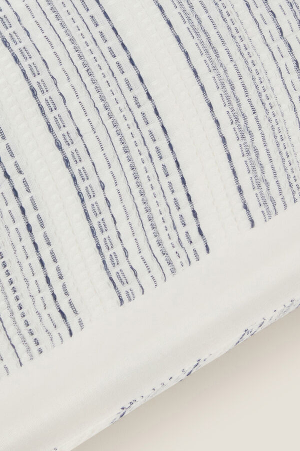 Textura Capa de almofada algodão riscas azul