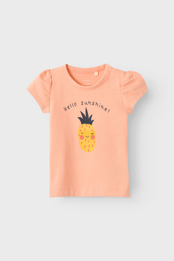 Womensecret T-shirt de bebé para menina, de manga curta e com abertura no ombro vermelho