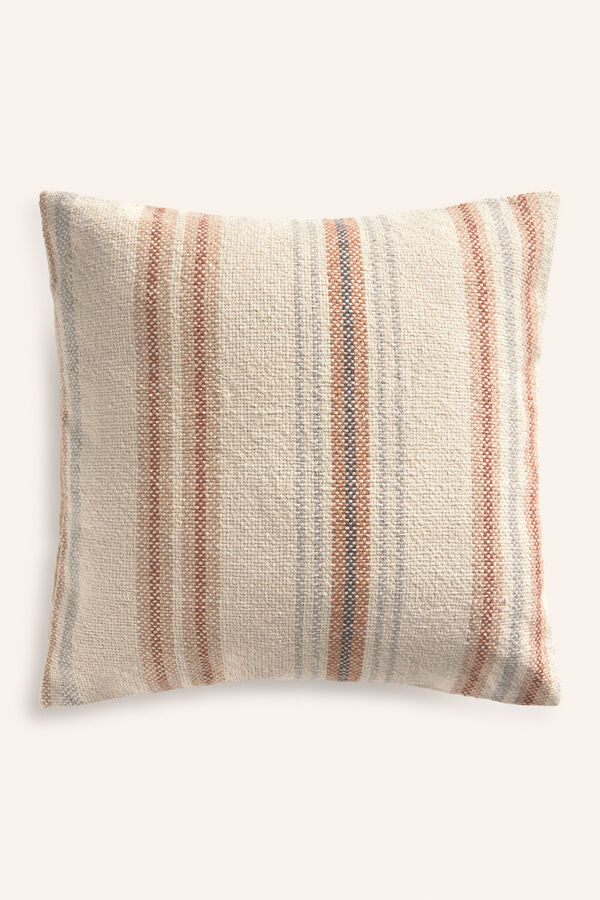 Calma House Funda de coj&iacute;n cuadrada a rayas multicolor Peru naranja