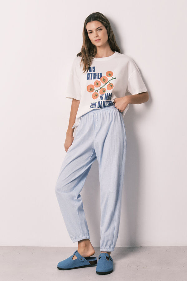 Women'secret Pantal&oacute;n carrot 100% algod&oacute;n estampado rayas estampado