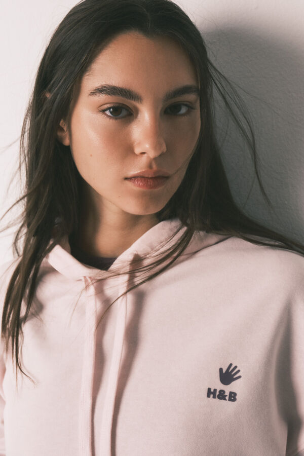 HI&BYE Sweatshirt com capuz em algod&atilde;o felpado rosa rosa