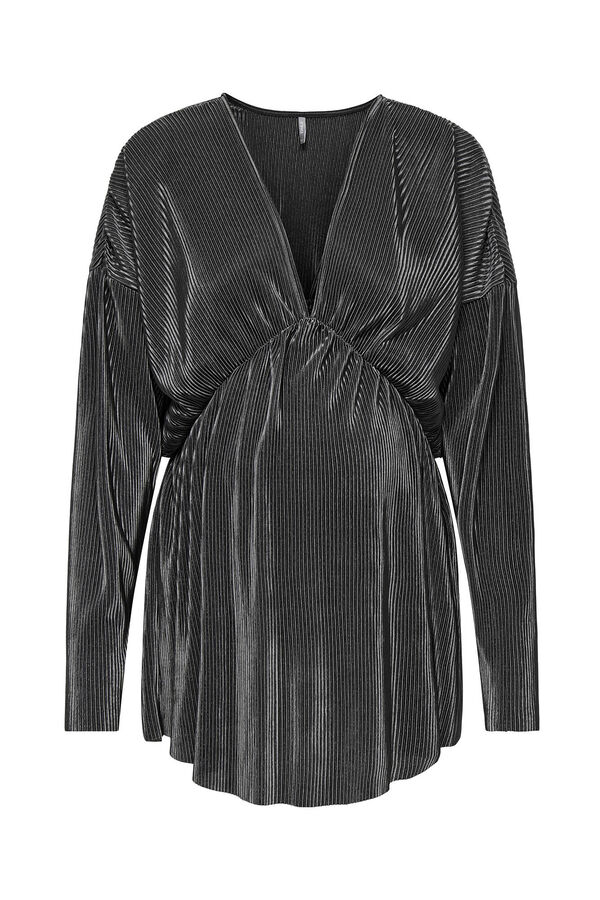 Only Maternity Top plisado de manga larga y cuello de pico, color negro. negro