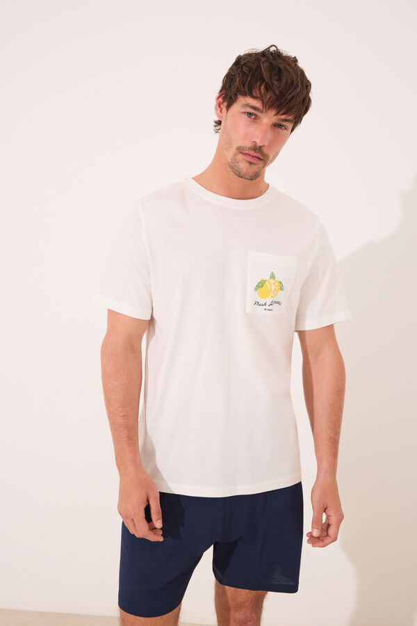 Women'secret Pijama curto cinza de algodão Ms Lemonade cinzento