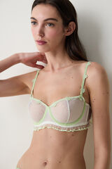 Penti Sujetador con aro encaje bordado flores verde marfil