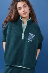 Womensecret Sudadera corta borreguito verde verde