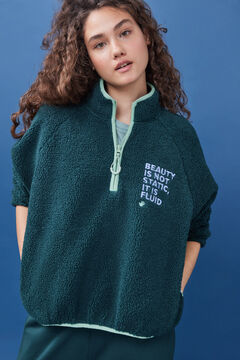 Womensecret Sudadera corta borreguito verde verde