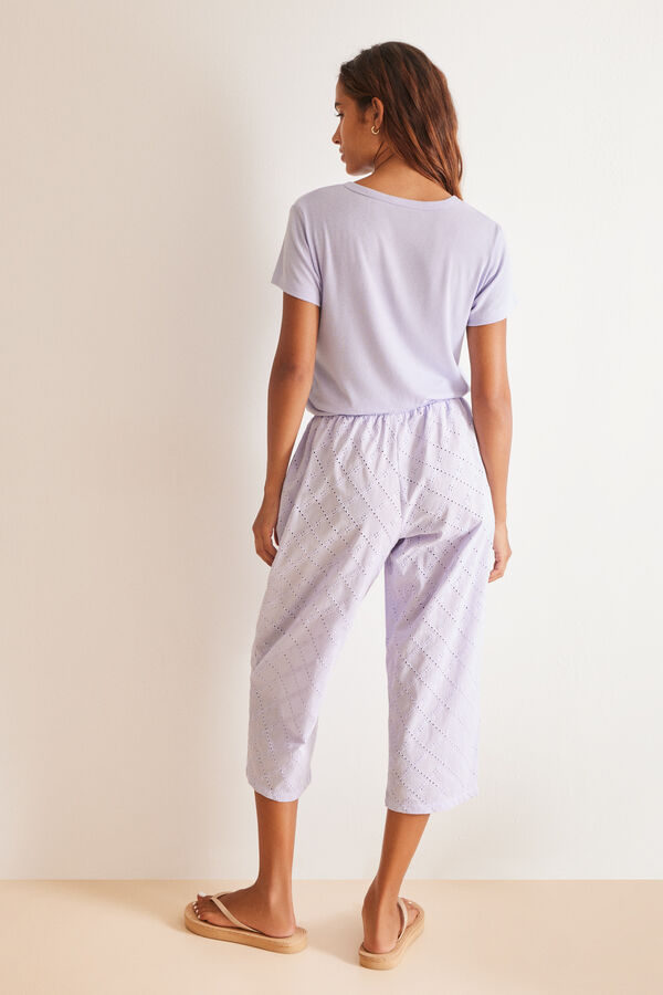 Women'secret Pijama bordado suizo Capri lila morado/lila