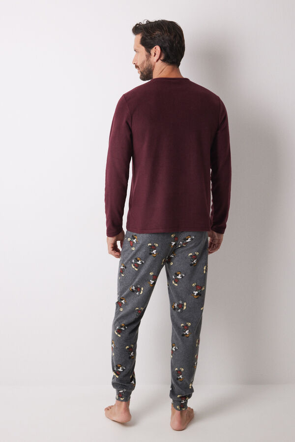 Women'secret Pijama longo de polar masculino "Mickey Mouse" vermelho