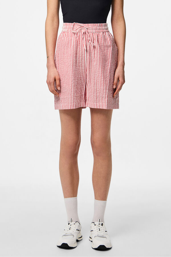 Pieces Shorts riscas vermelho