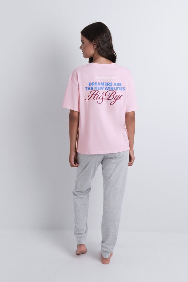 HI&BYE Pijama algod&oacute;n estampado rosa rosa