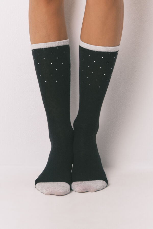 Women'secret Pacote com 3 meias longas de algod&atilde;o com mistura de glitter cinzento
